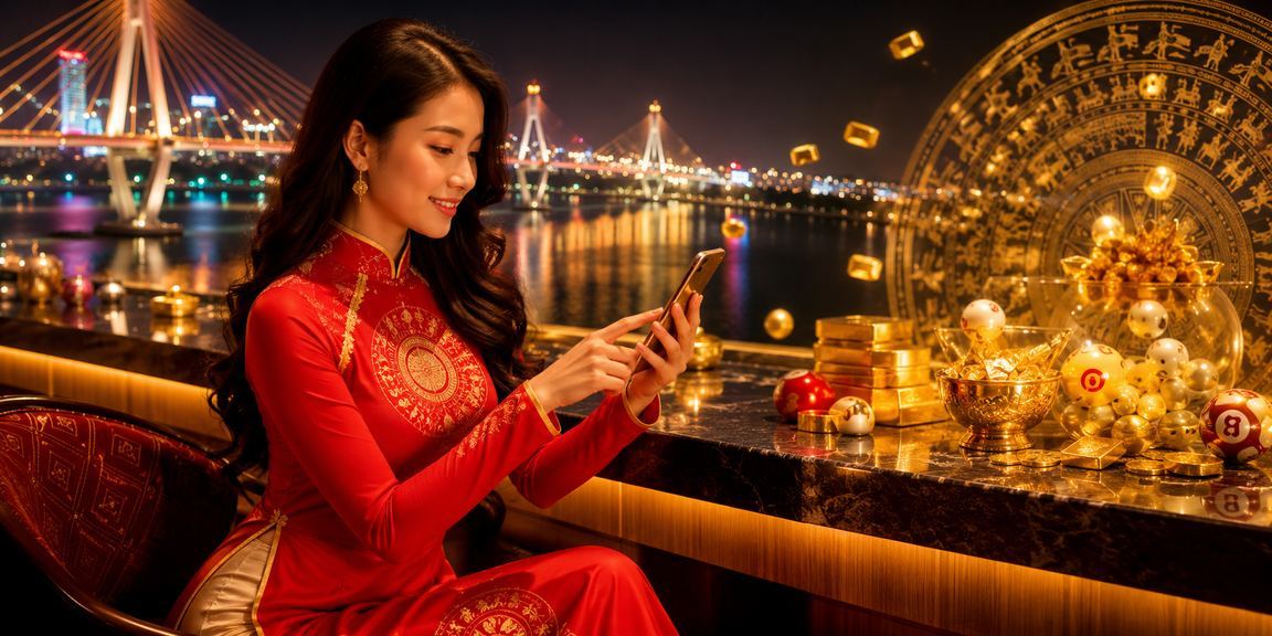 Người phụ nữ mặc áo dài Cần Thơ tham gia xổ số và trò chơi trực tuyến